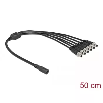 Kabelsplitter DeLOCK 86591 5,5 x 2,1 mm 1 x Buchse auf 6 x Stecker verschraubbar