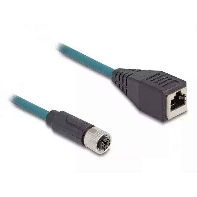 DeLOCK M12 Adapterkabel X-kodiert 8-polige Buchse auf RJ45-Buchse 50 cm