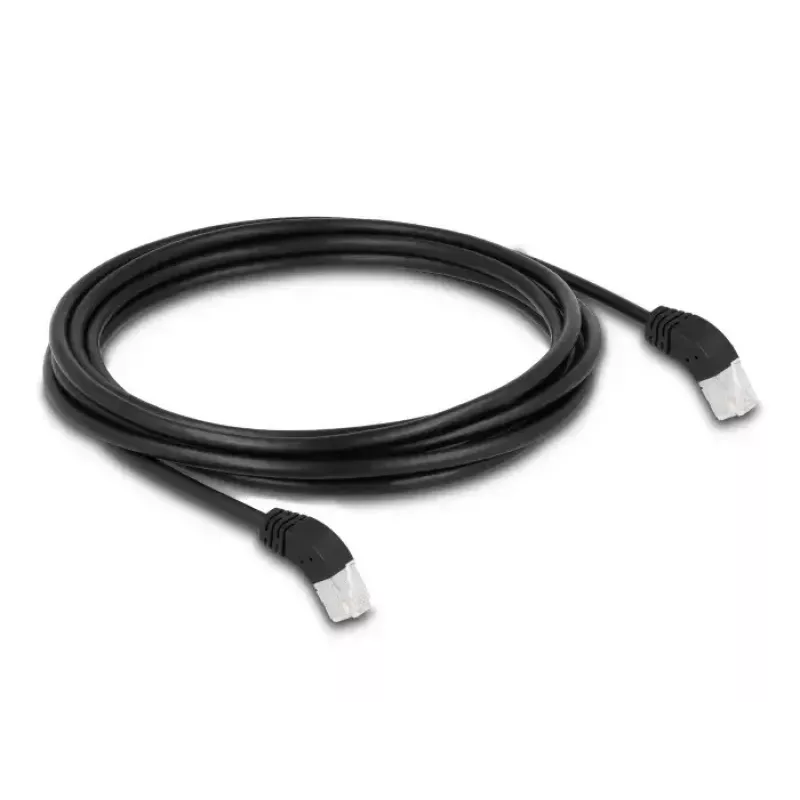 DeLOCK RJ45-Netzwerkkabel Cat.6A S/FTP 45° nach oben abgewinkelt 3 m Schwarz