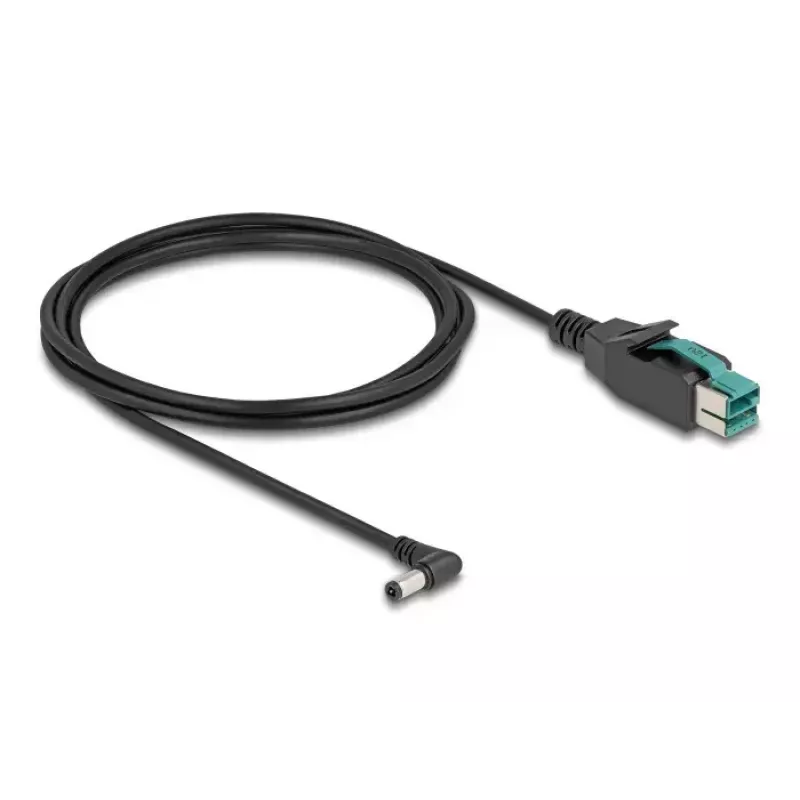 DeLOCK PoweredUSB-Kabel Stecker 12 V auf DC 5,5 x 2,5 mm Stecker gewinkelt 2 m