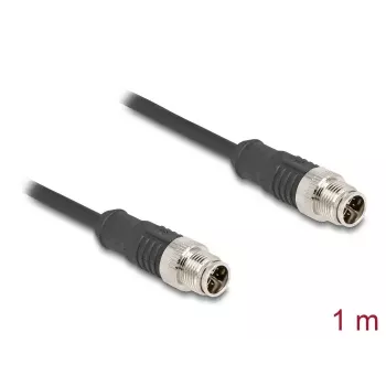 Netzwerkkabel DeLOCK M12 Kabel X-kodiert 8-polig Stecker auf Stecker Cat5e 1 m Schwarz