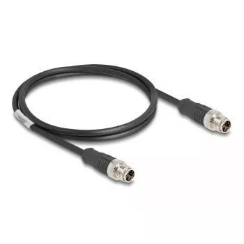 Netzwerkkabel DeLOCK M12 Kabel X-kodiert 8-polig Stecker auf Stecker Cat5e 1 m Schwarz