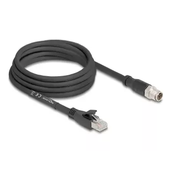 Netzwerkkabel DeLOCK 80580 M12 RJ-45 Cat5e 3 m Schwarz
