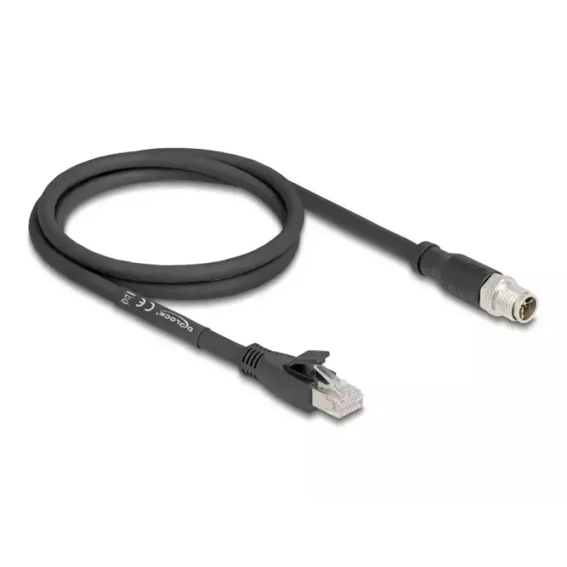 Netzwerkkabel DeLOCK 80577 M12 auf RJ-45 Cat5e 1m Schwarz