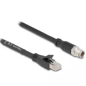 Netzwerkkabel DeLOCK 80577 M12 auf RJ-45 Cat5e 1m Schwarz