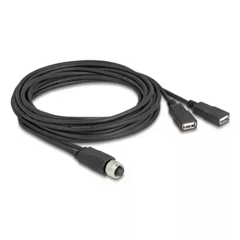 DeLOCK 60651 Sensor-/Aktor-Kabel 3 m M12 2 x USB Typ-A Schwarz