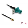 Koaxialkabel DELOCK 90734, FAKRA Z auf I-PEX MHF1, 0,2 m, 1,13 mm, schwarz/blau
