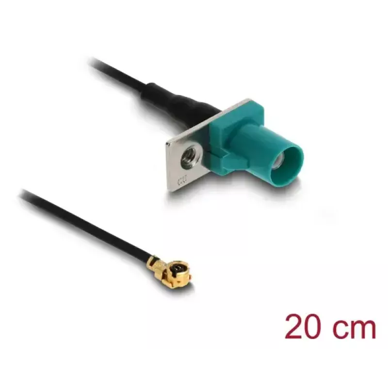Koaxialkabel DELOCK 90734, FAKRA Z auf I-PEX MHF1, 0,2 m, 1,13 mm, schwarz/blau