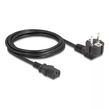 PC-Netzkabel DELOCK 81326 — geerdet CEE 7/7 (90°) auf IEC C13, 2 m, 3×0,75 mm², schwarz