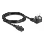 PC-Netzkabel DELOCK 81326 — geerdet CEE 7/7 (90°) auf IEC C13, 2 m, 3×0,75 mm², schwarz