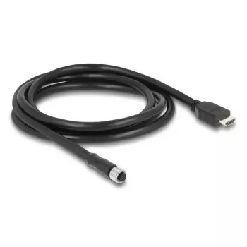 DELOCK M12 A-codiert 17‑polig (Buchse) auf HDMI (Stecker) Kabel 2 m
