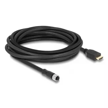 Kabel DELOCK M12 A-codiert 17-polige Buchse auf HDMI Stecker 5 m schwarz