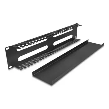 Kabelmanagement-Routing-Panel 19 Zoll 2U DELOCK Metall schwarz mit 4 Öffnungen