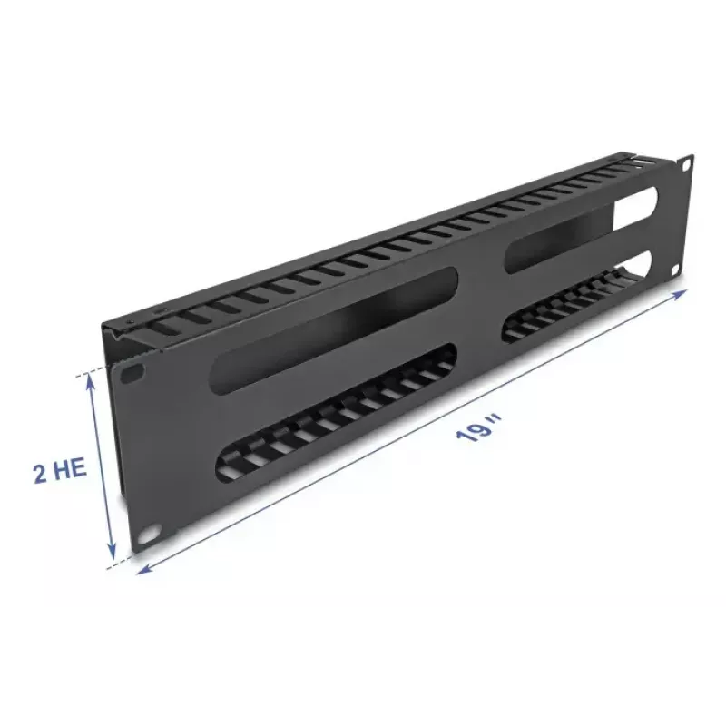 Kabelmanagement-Routing-Panel 19 Zoll 2U DELOCK Metall schwarz mit 4 Öffnungen
