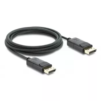 DELOCK Koaxial-DisplayPort-Kabel 8K 60 Hz, DisplayPort–DisplayPort, 1 m, schwarz, geflochtener Mantel