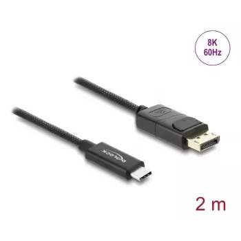 DELOCK Koaxial USB Type-C zu DisplayPort Kabel (DP Alt Mode) 4K 60 Hz, 2 m, schwarz