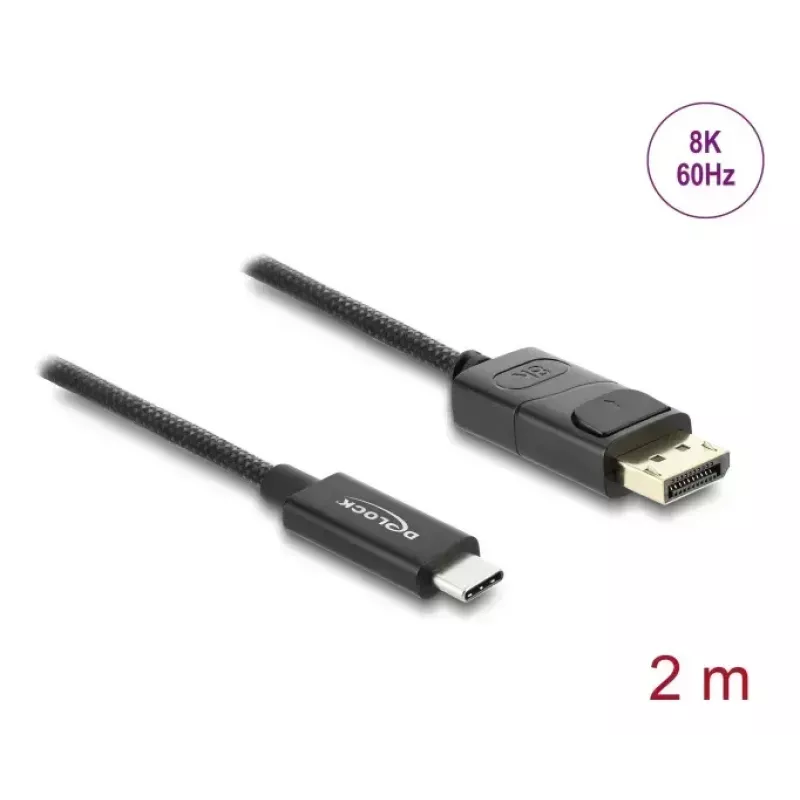 DELOCK Koaxial USB Type-C zu DisplayPort Kabel (DP Alt Mode) 4K 60 Hz, 2 m, schwarz