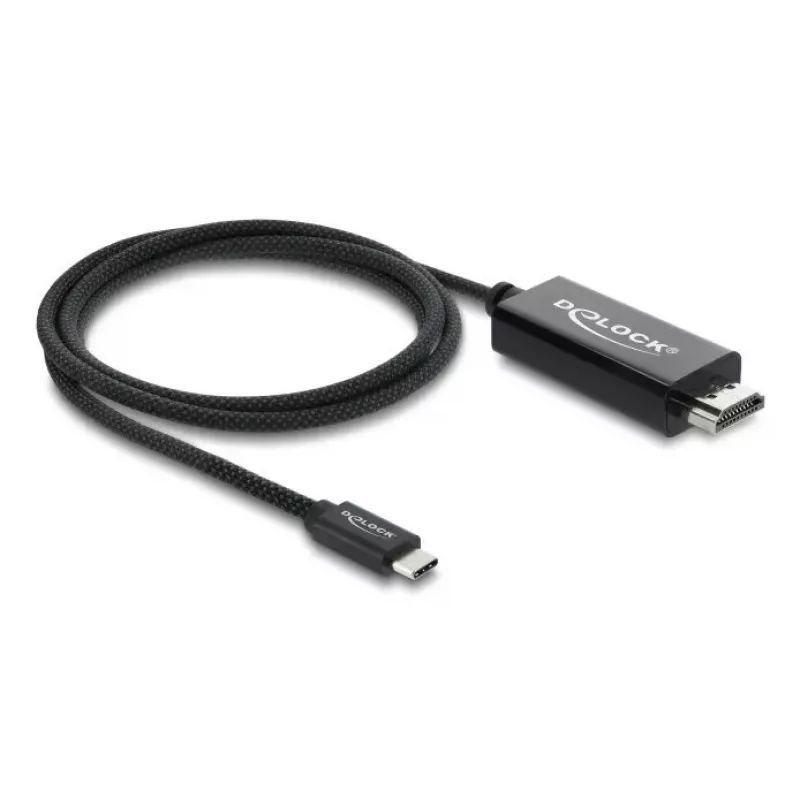 DELOCK Koaxial USB Type-C zu HDMI Kabel (DP Alt Mode) 4K 60 Hz, USB-C auf HDMI, 1 m, schwarz