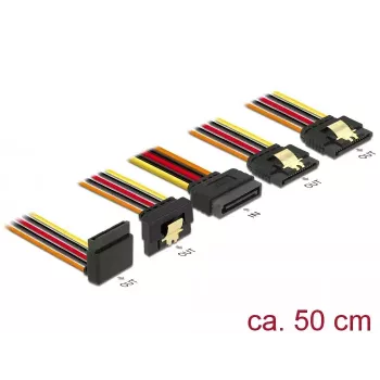 SATA-Kabel DeLOCK 60149 0,5 m SATA 15-pin 4 x SATA 15-pin Schwarz Orange Rot Gelb