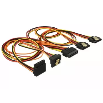 SATA-Kabel DeLOCK 60149 0,5 m SATA 15-pin 4 x SATA 15-pin Schwarz Orange Rot Gelb