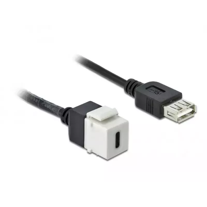 Keystone-Modul DeLOCK 86391 USB C Flach Schwarz Weiß