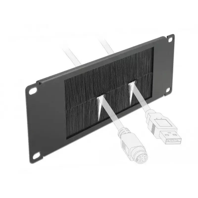 Brush panel DeLOCK 10 Zoll Kabelmanagement-Bürstenleiste 2U schwarz