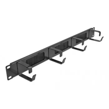 Bürstenpanel DeLOCK 19 Zoll Kabelmanagement-Bürstenleiste mit 4 Haken 1U schwarz