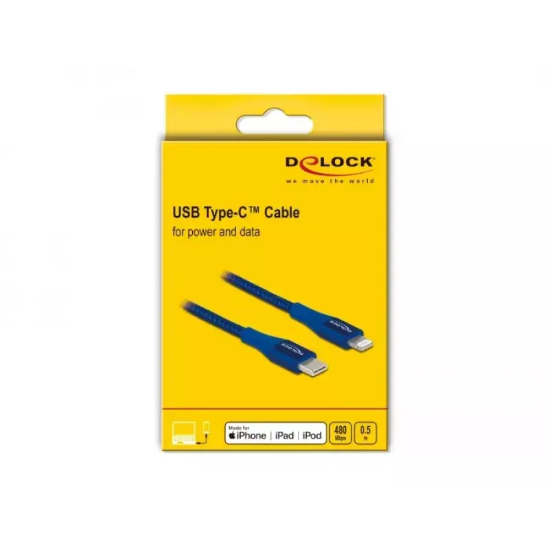 Daten- und Ladekabel DeLOCK USB Type-C auf Lightning 0,5 m MFi