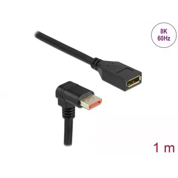 DisplayPort-Verlängerungskabel DeLOCK 90° nach unten abgewinkelt 8K 1m