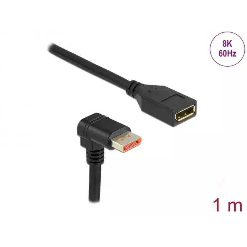 DisplayPort-Verlängerungskabel DeLOCK 90° nach unten abgewinkelt 8K 1m