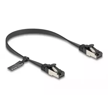 Netzwerkkabel DeLOCK RJ45 Flach-Patchkabel Stecker auf Stecker Cat.8.1 0,25 m Schwarz