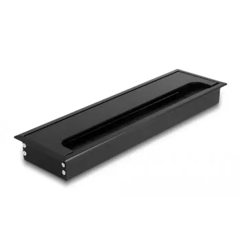 Kabeldurchlass DELOCK 66857 für Schreibtisch, schwarz, 80×280×28 mm, 1 Stück