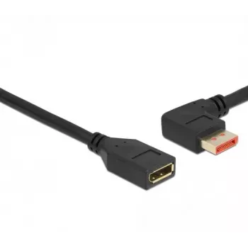DisplayPort-Verlängerungskabel DeLOCK 87076 3m 8K 60Hz Stecker 90° links abgewinkelt auf Buchse