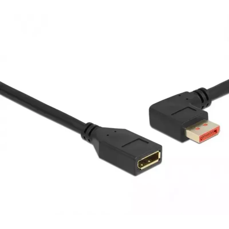 DisplayPort-Verlängerungskabel DeLOCK 87076 3m 8K 60Hz Stecker 90° links abgewinkelt auf Buchse