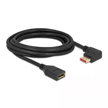 DisplayPort-Verlängerungskabel DeLOCK 87076 3m 8K 60Hz Stecker 90° links abgewinkelt auf Buchse