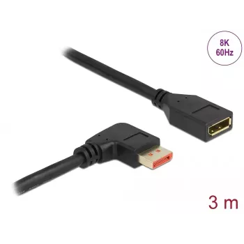 DisplayPort-Verlängerungskabel DeLOCK 87079 3 m 8K 60 Hz abgewinkelt
