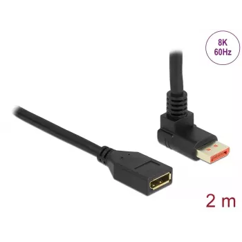 DisplayPort Verlängerungskabel DeLOCK 90° nach oben abgewinkelt 8K 60 Hz 2 m