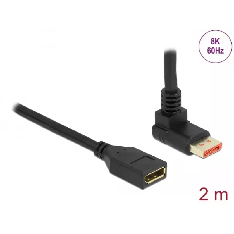 DisplayPort Verlängerungskabel DeLOCK 90° nach oben abgewinkelt 8K 60 Hz 2 m