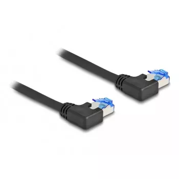 DeLOCK RJ45 Netzwerkkabel Cat.6A S/FTP links abgewinkelt 2 m Schwarz