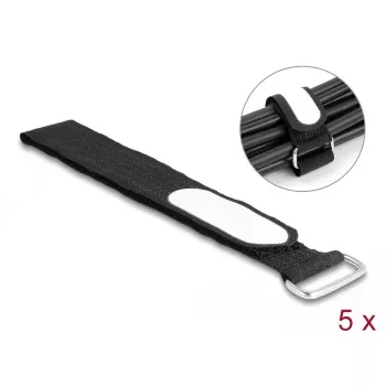 Kabelbinder-Befestigung DeLOCK 19608 Klettverschluss 305x25mm schwarz 5 Stück