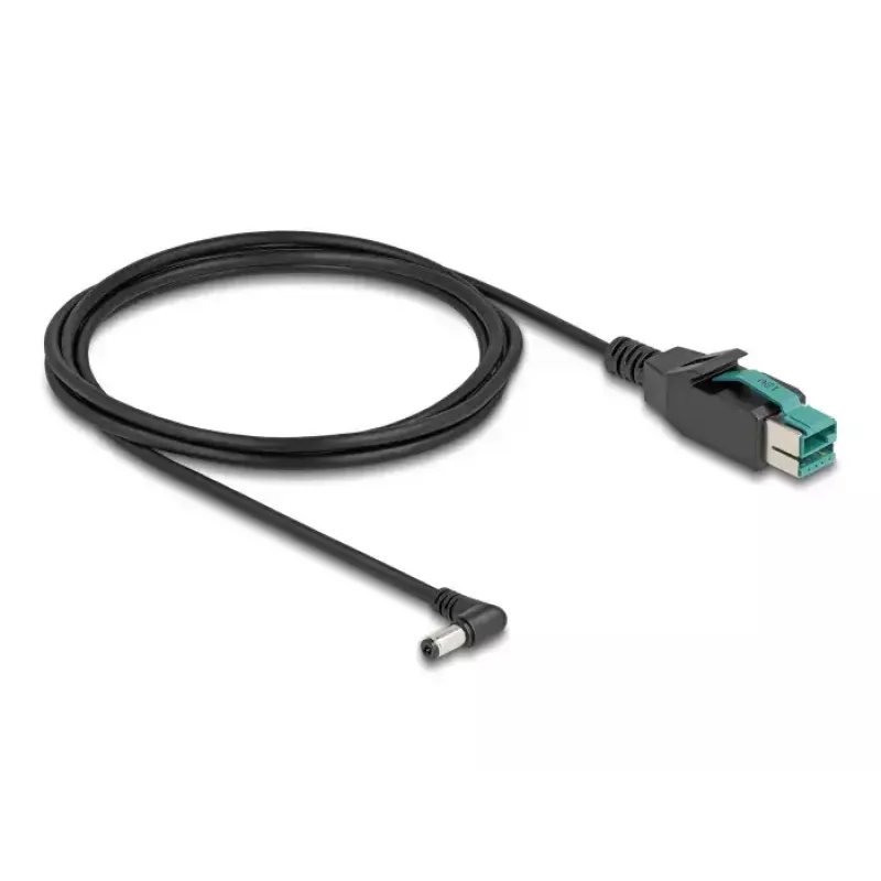 DeLOCK PoweredUSB-Kabel Stecker 12 V auf DC 5,5 x 2,1 mm Stecker abgewinkelt 2 m