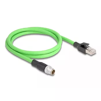 Netzwerkkabel DeLOCK M12 Kabel X-kodiert 8-polig Stecker auf Stecker PUR (TPU) 5 m Schwarz