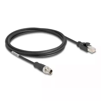 Netzwerkkabel DeLOCK M12 Kabel X-codiert 8-polig Stecker auf RJ45 Stecker Cat5e 2 m Schwarz