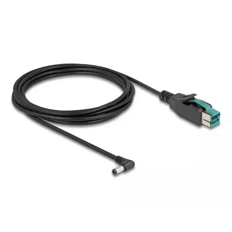 DeLOCK PoweredUSB-Kabel Stecker 12 V auf DC 5,5 x 2,1 mm Stecker abgewinkelt 3 m