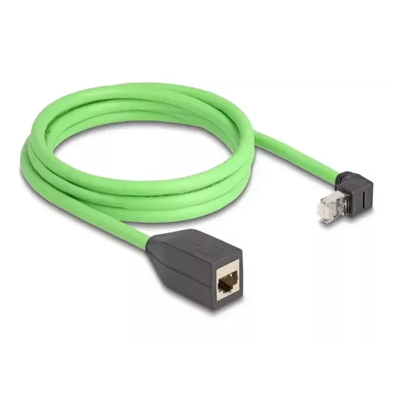 Netzwerkkabel DeLOCK RJ45 Cat.6A Stecker nach oben abgewinkelt auf Buchse 2m Grün