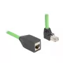 Netzwerkkabel DeLOCK RJ45 Cat.6A Stecker nach oben abgewinkelt auf Buchse 2m Grün