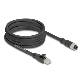 Netzwerkkabel DeLOCK 80594 M12 auf RJ-45 Cat5e 5m Schwarz