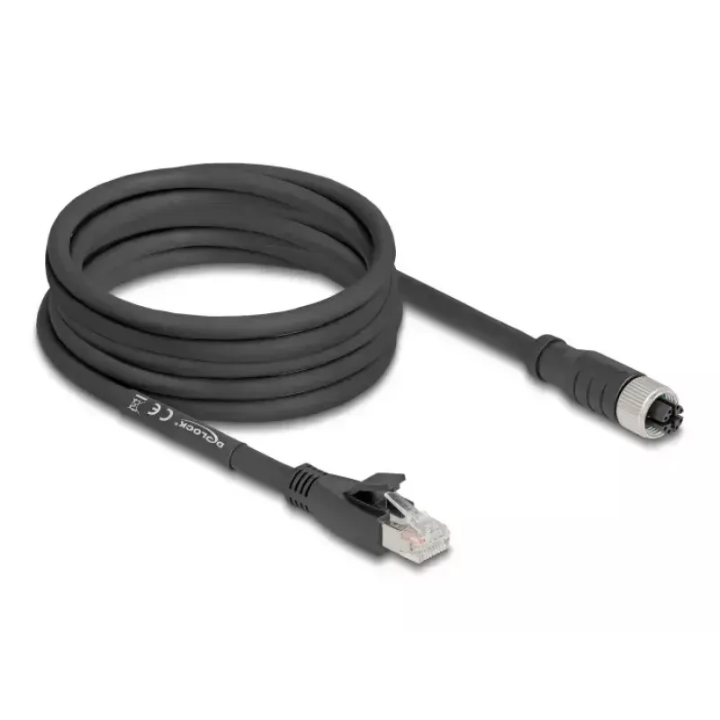 Netzwerkkabel DeLOCK 80594 M12 auf RJ-45 Cat5e 5m Schwarz