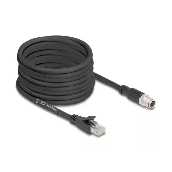 Netzwerkkabel DeLOCK 80586 M12 auf RJ-45 Cat5e 10 m Schwarz