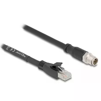 Netzwerkkabel DeLOCK 80586 M12 auf RJ-45 Cat5e 10 m Schwarz